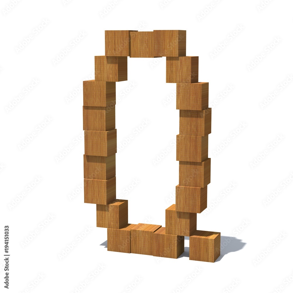 3D letters made of wooden cubes isolated on white background. 3D rendering. 3D letters made of wooden cubes isolated on white background. 3D rendering.
