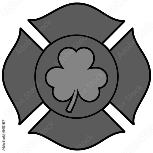 Irish Firefighter Maltese Cross Illustration - A vector cartoon illustration of a Irish Firefighter Maltese Cross.