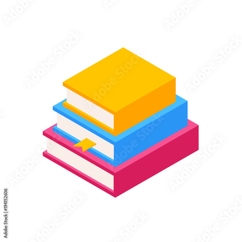 Vector Set of Colorful Stack of Books in Isometric.Education Infographic Template Design with Books Pile.Set of three Book Icons in Flat style isolated from white background