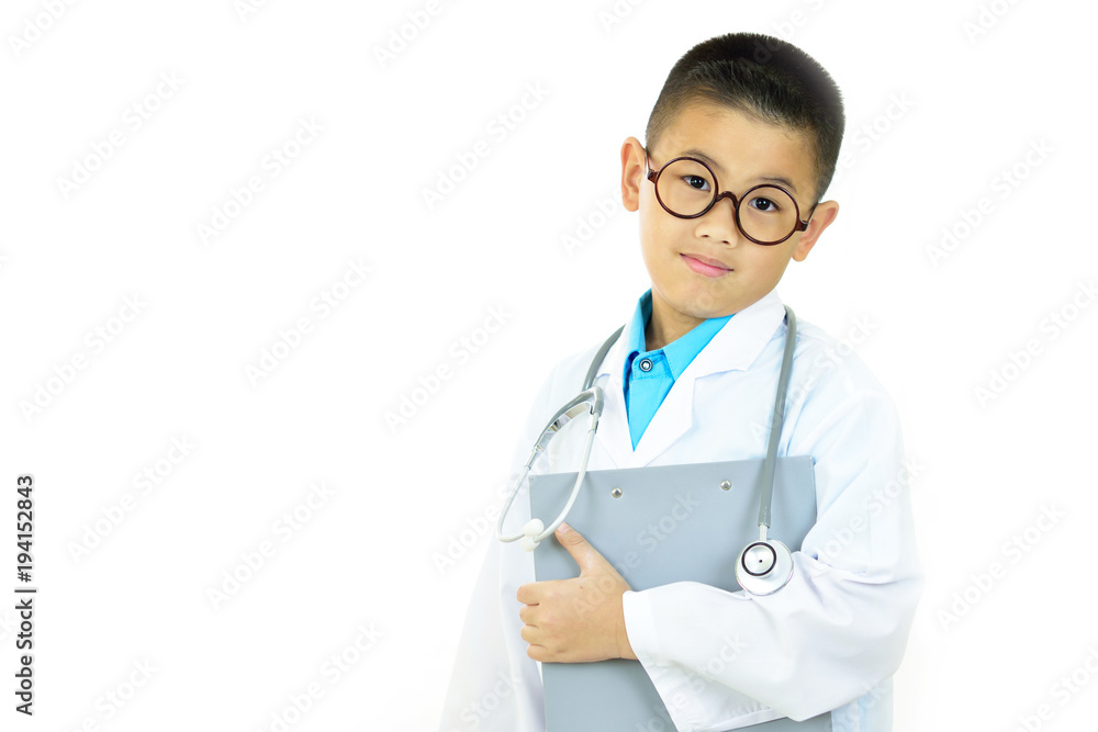 Portrait of Asian boy doctor on white background
Portrait of Asian boy doctor on white background