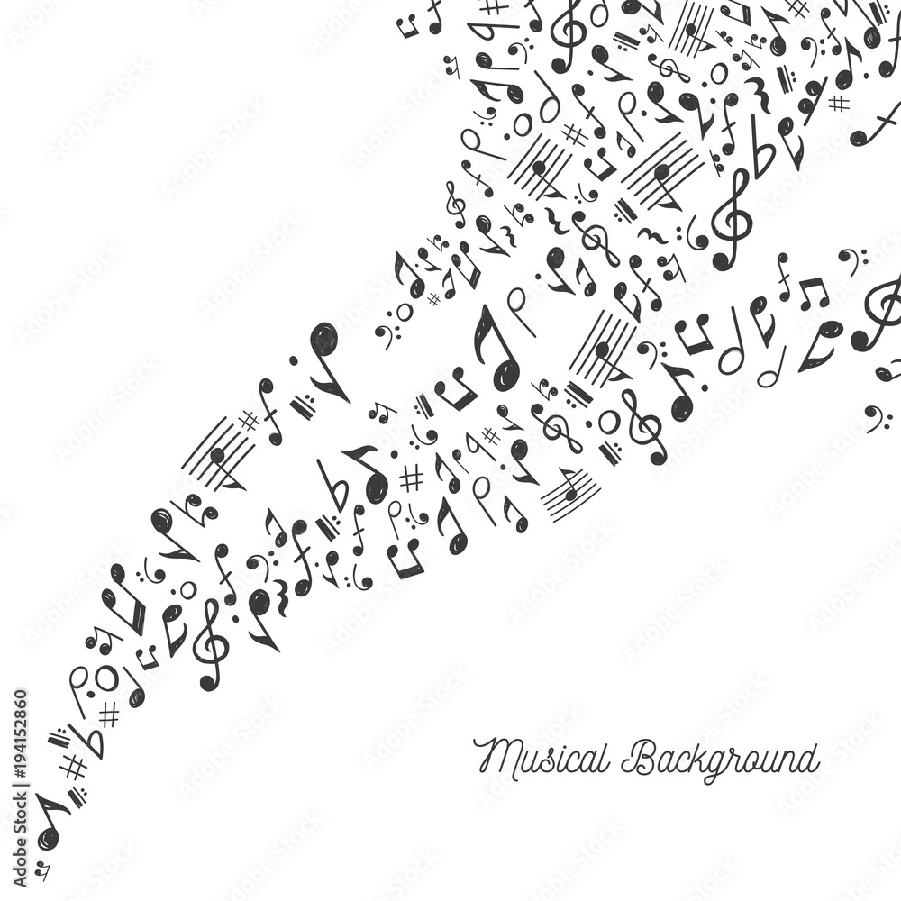 Naklejka premium Music Background in Black and White