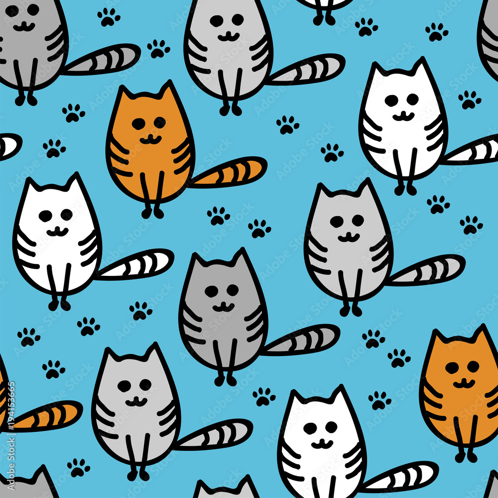 vector seamless pattern with cute funny kittens vector seamless pattern with cute funny kittens