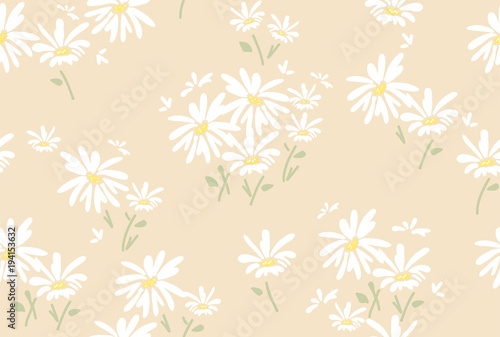 vector seamless floral pattern with  daisy flowers