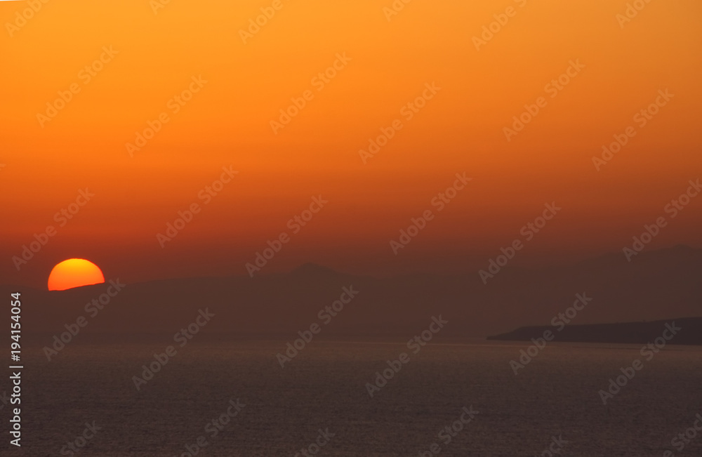 scenic red sunset over mediterranean sea