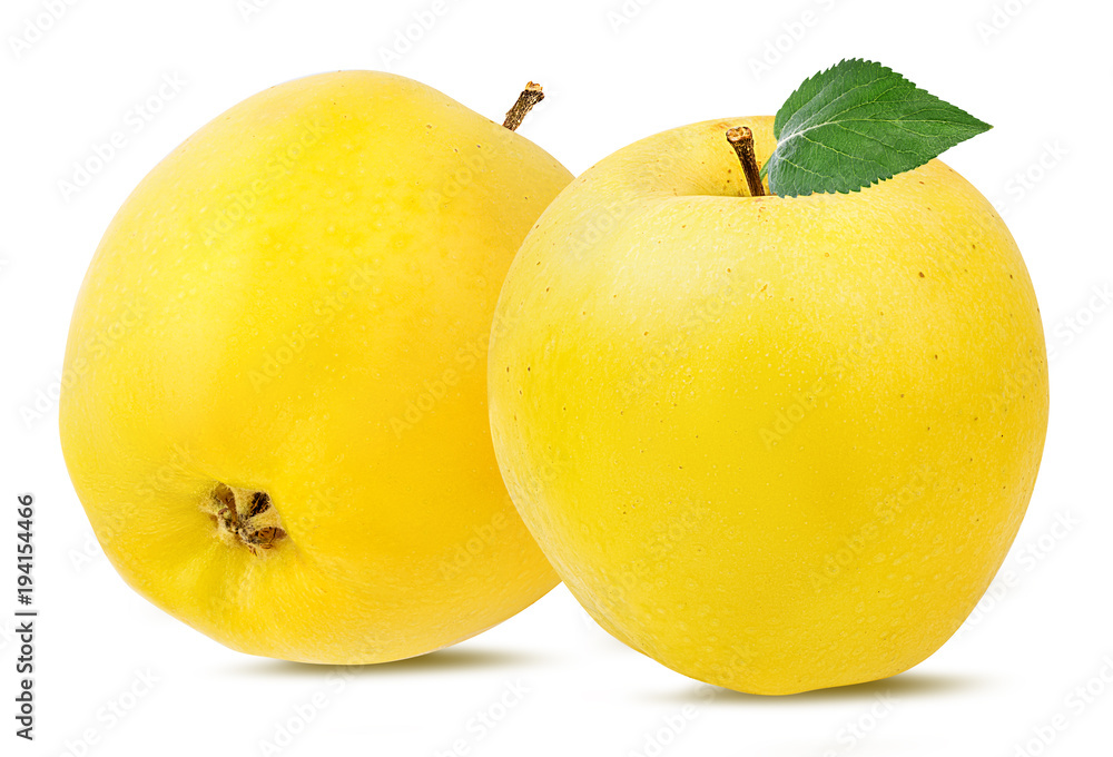 Fresh yellow apple isolated on white background with clipping path Fresh yellow apple isolated on white background with clipping path