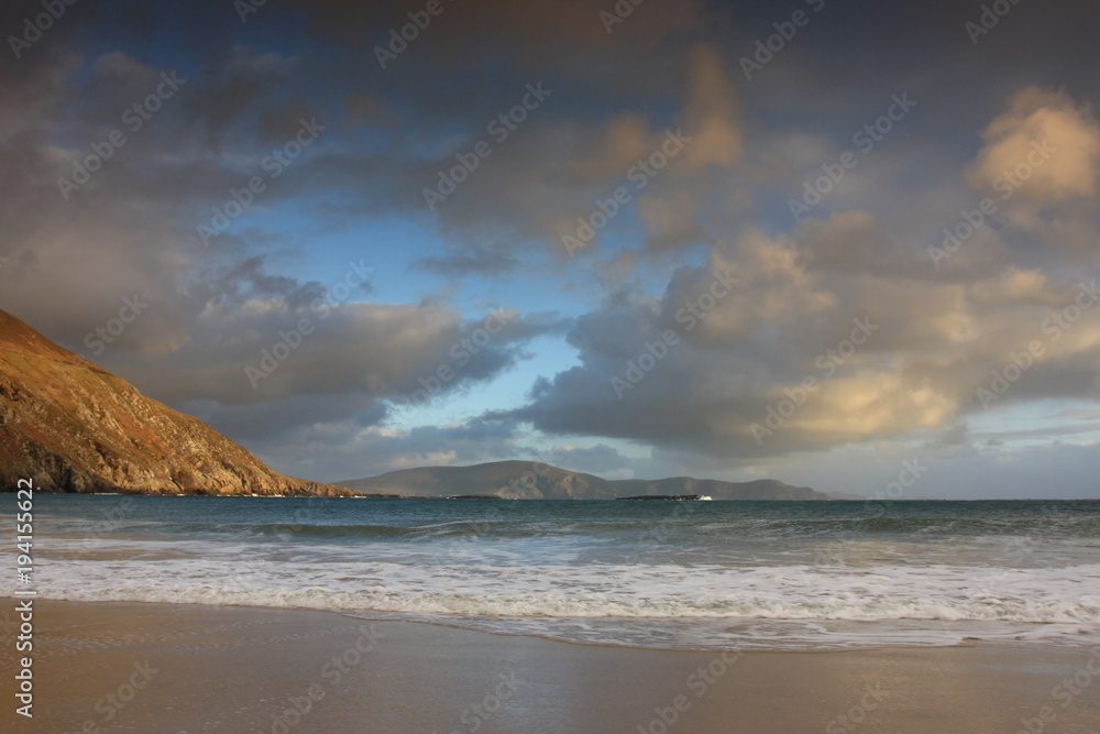 Sunset over Beautiful Achill Ireland from keem beach Sunset over Beautiful Achill Ireland from keem beach
