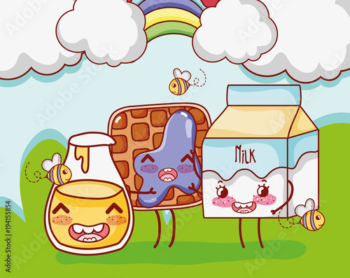 Sweet breakfast kawaii cute cartoons