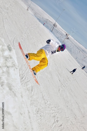 Winter extreme sports.Jump from the springboard.