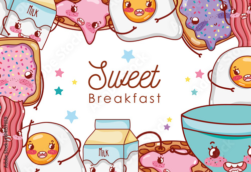 Sweet breakfast kawaii cute cartoons