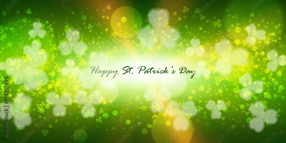 Obraz premium St Patricks day background. Spring rays, clover.