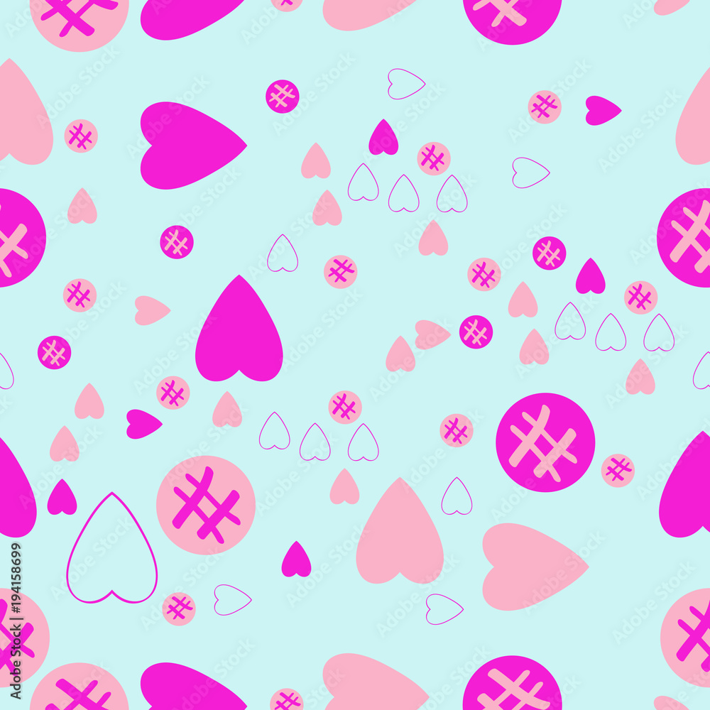 Valentin seamless pattern,hearts,ellipses scribbles. Hand drawn. Valentin seamless pattern,hearts,ellipses scribbles. Hand drawn.