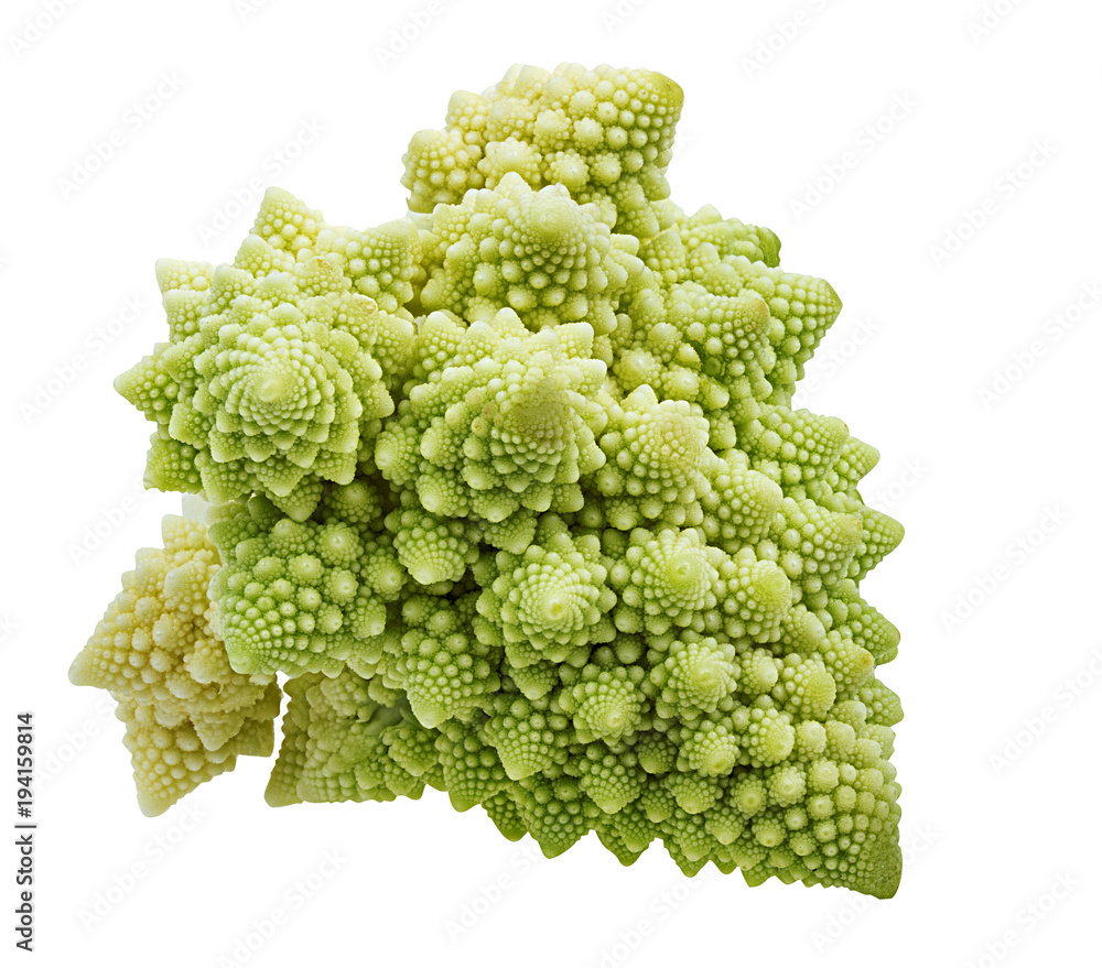 Fresh Roman cauliflower isolated on white background with clipping path Fresh Roman cauliflower isolated on white background with clipping path