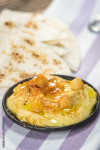 Homemade hummus with chickpeas