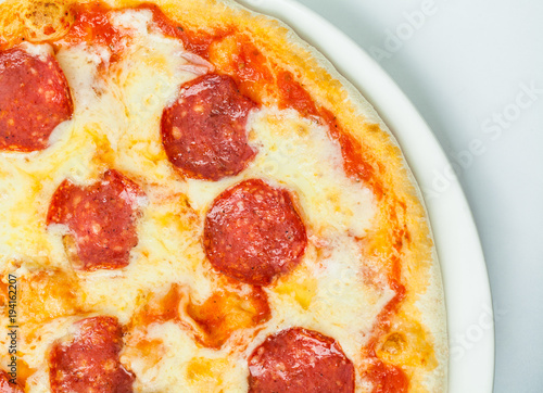 Pepperoni Pizza on White Plate