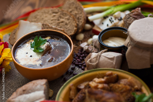 dinner on a wooden table