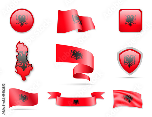 Free Download Albania Flags Collection. Flags and contour map. Vector illustration - GFXLoad