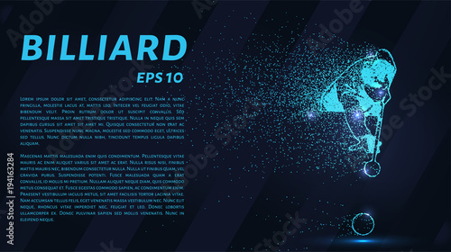 The billiard particle. Billiard aim to strike. Billiards silhouette consists of circles and points.