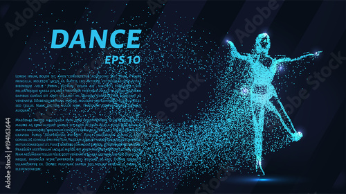 Dance of the particles. Girl dancing in jump. A dancer performs acrobatic elements