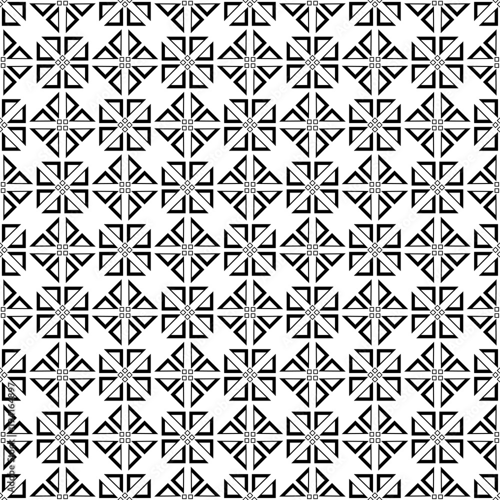 Black geometric ornament on white background. Seamless pattern Black geometric ornament on white background. Seamless pattern