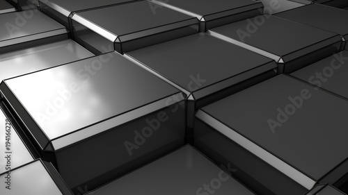 metal blurry cubes abstract background 3d render