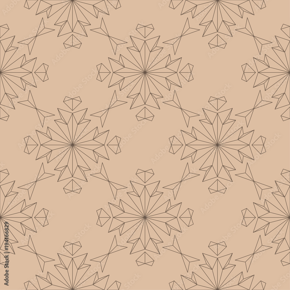 Brown floral seamless pattern on beige background Brown floral seamless pattern on beige background