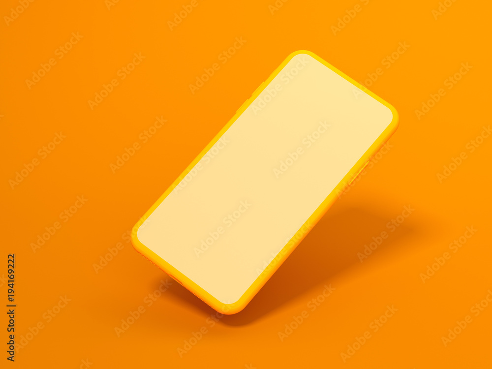 Yellow phone mockup. 3d rendering Yellow phone mockup. 3d rendering