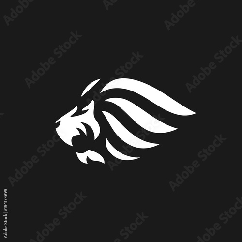 Lion vector logo illustration on black background