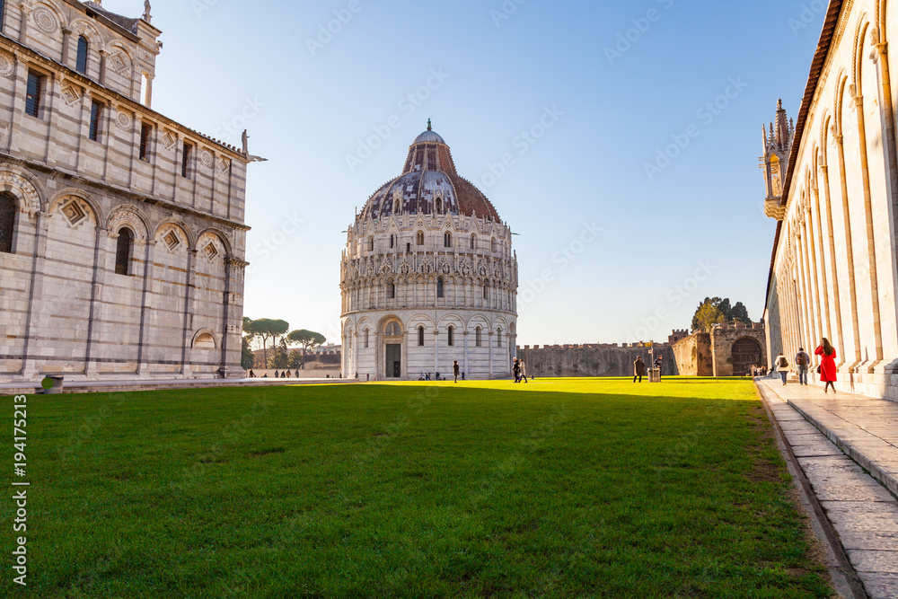 Pisa Baptistery in Square of Miracles in Pisa, Tuscany, Italy