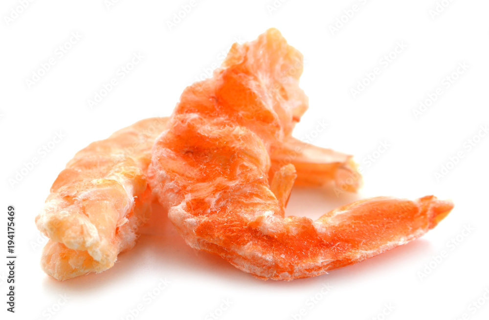 dried shrimp on white background dried shrimp on white background
