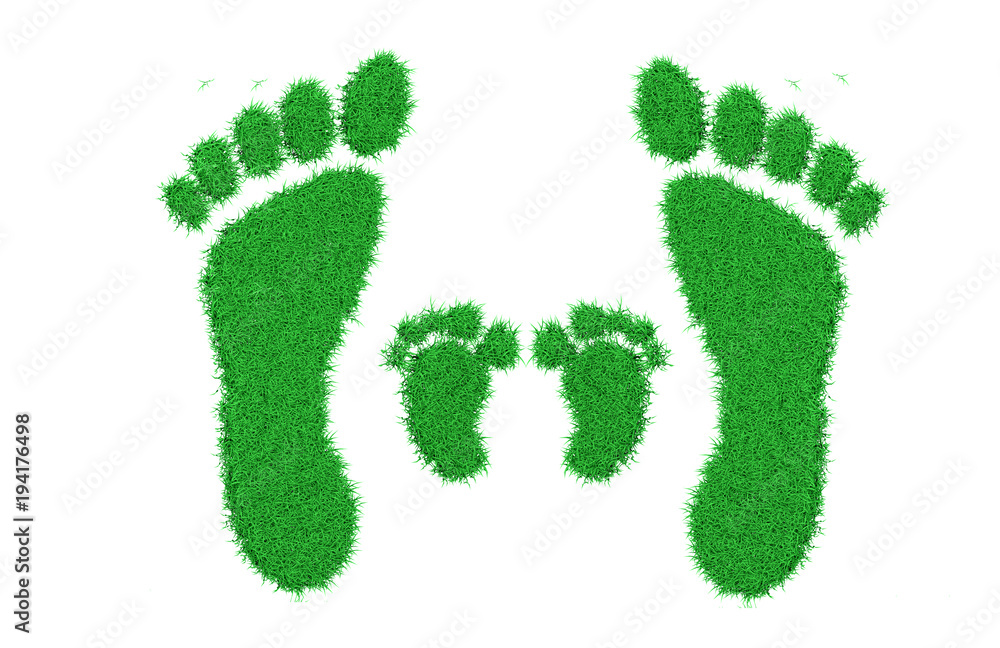 imprint of a barefoot adult and child on a white background imprint of a barefoot adult and child on a white background