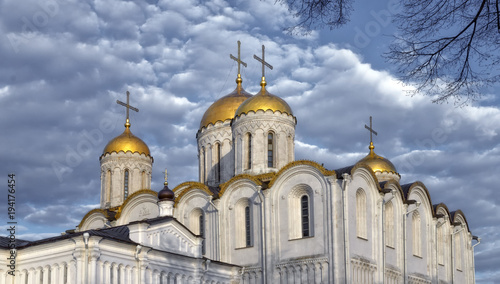 Dormition Cathedral (Assumption Cathedral) and Bell tower in Vladimir, Russia. UNESCO World Heritage Site.