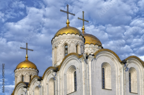 Dormition Cathedral (Assumption Cathedral) and Bell tower in Vladimir, Russia. UNESCO World Heritage Site.