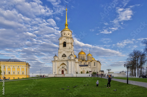 VLADIMIR, RUSSIA - MAY 2, 2016: Dormition Cathedral (Assumption Cathedral) and Bell tower in Vladimir, Russia. UNESCO World Heritage Site.