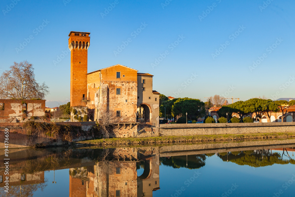 Citadel and Republican Arsenal near Arno river. Pisa, Tuscany, Italy