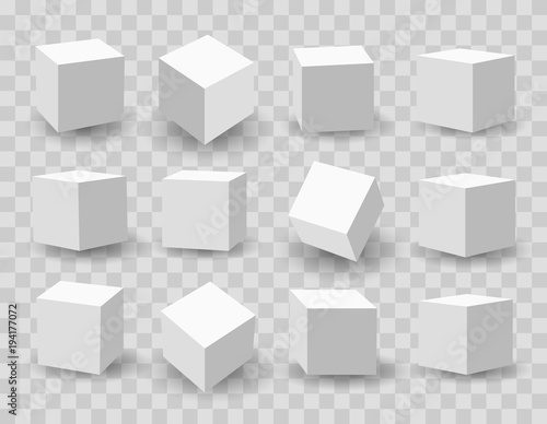 White blocks. 3d modeling white cubes vector illustration