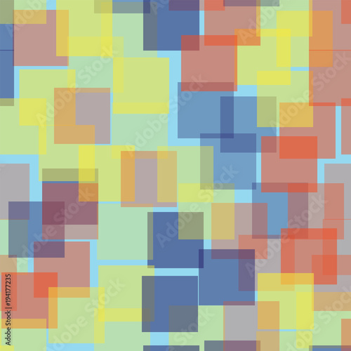Abstract squares pattern. Light blue geometric background. Overwhelming random squares. Geometric chaotic decor. Vector illustration.