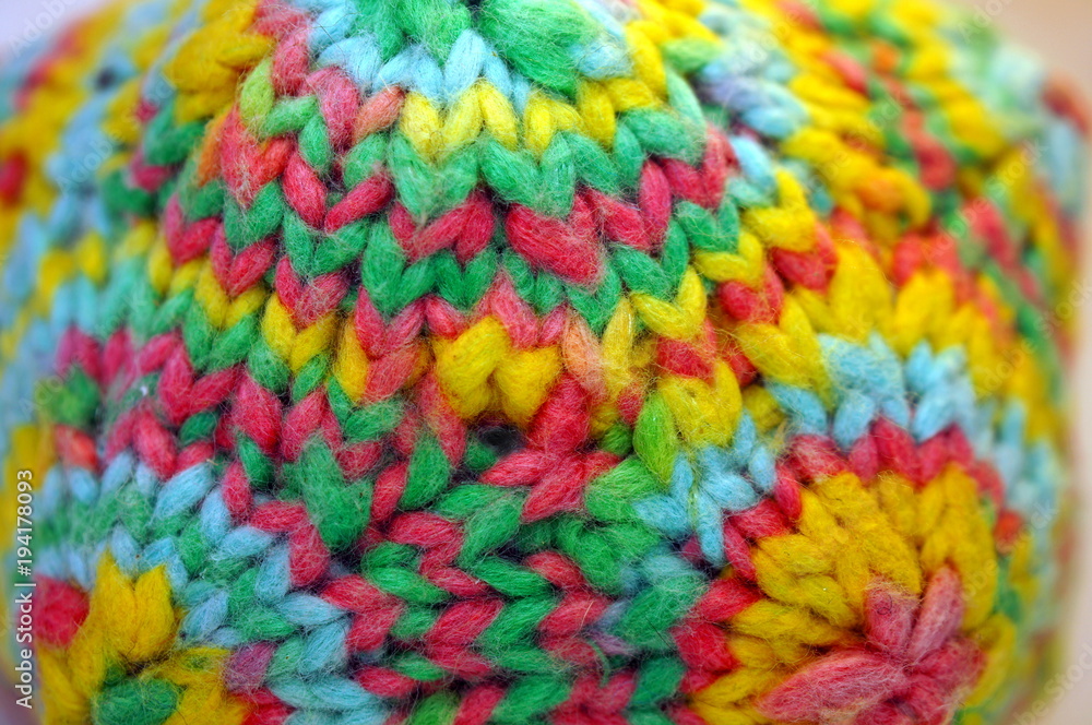 Coloful knitted yarn polygon math-toy (Macro detail)