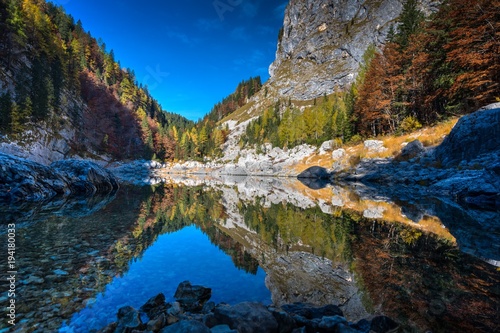 Fototapeta Naklejka Na Ścianę i Meble -  Lake Crno Jezero at Triglavska Sedmera jezera In Triglav National park