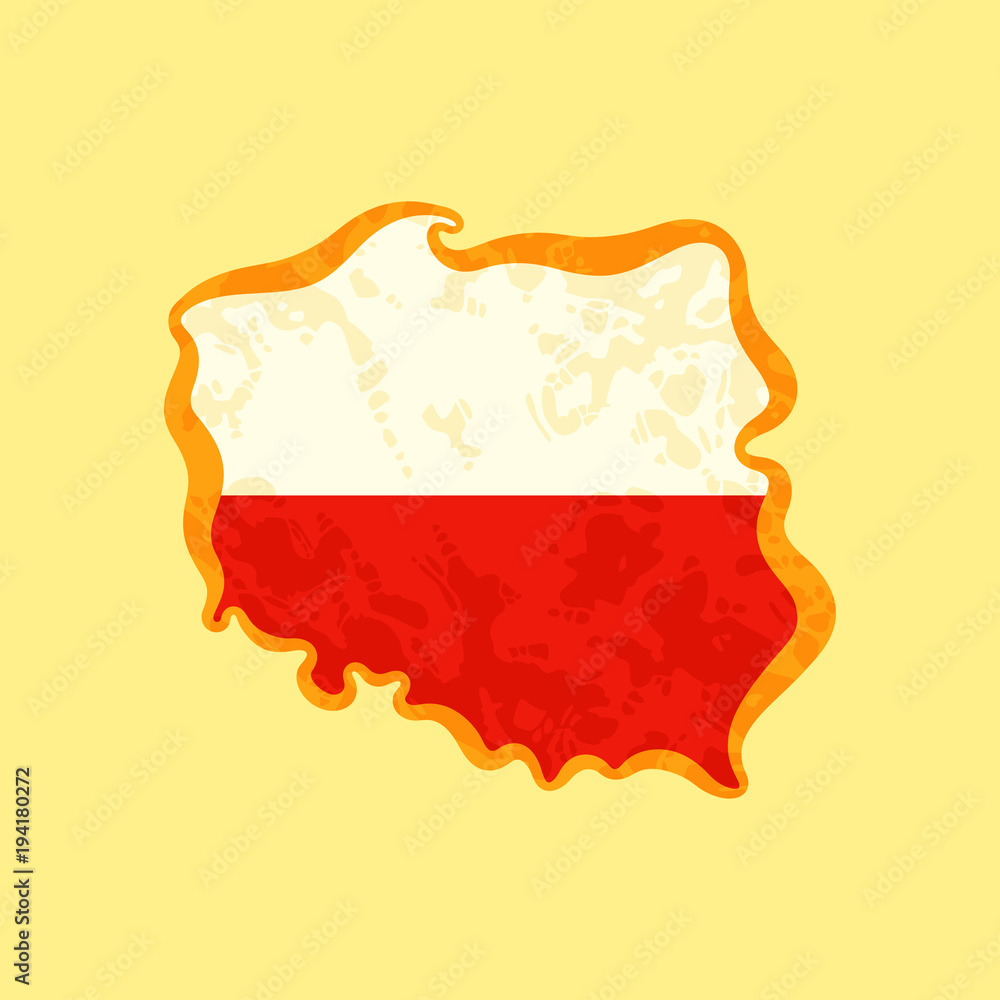 Obraz premium Poland - Map colored with Polish flag