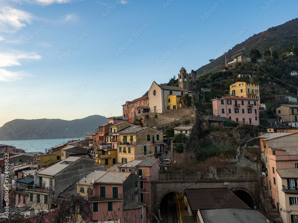 Colorful houses in Vernazza, Cinque Terre, Italy. A lot of colors in the small village. January,2018