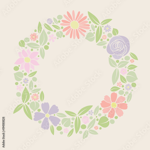 Beautiful pastel coloured background with flowers. Concept of a template of a card with copyspace. Vector. © Karolina Madej