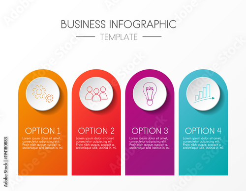 Infographic template with options and colorful icons. Vector.