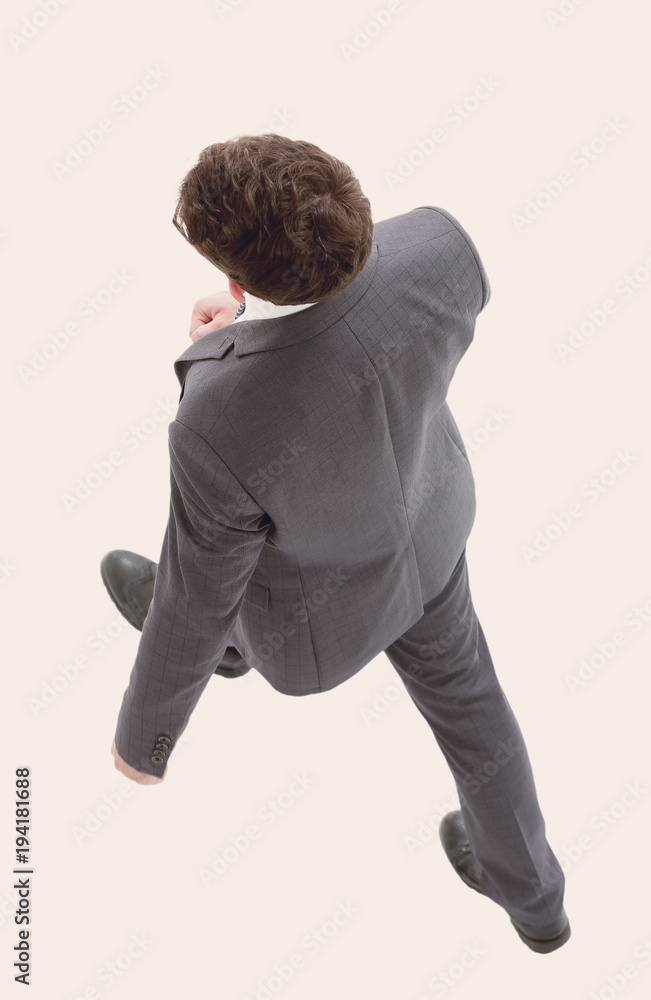 Confident businessman goes forward. view from above Confident businessman goes forward. view from above