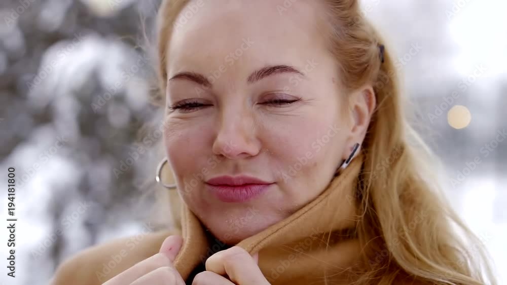 Charming woman in winter forest Charming woman in winter forest