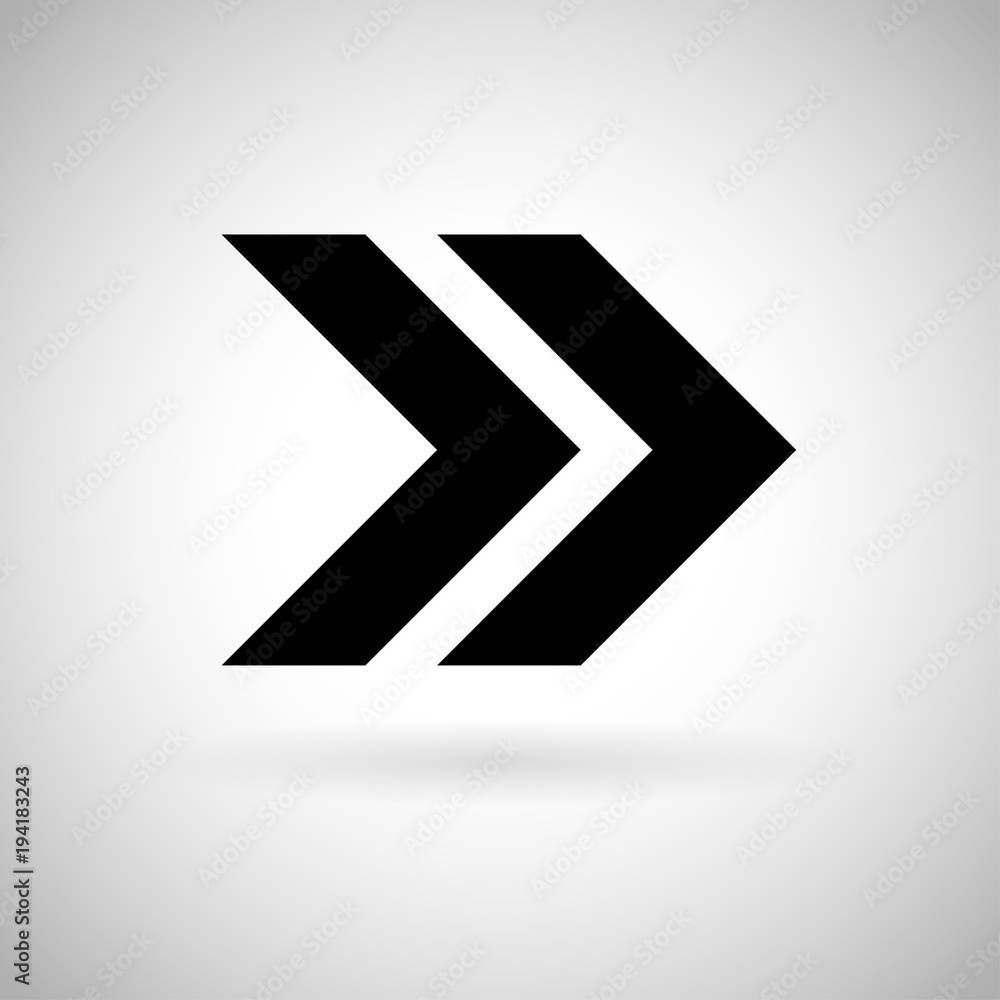 Black double arrow. Fast forward or Next icon Black double arrow. Fast forward or Next icon