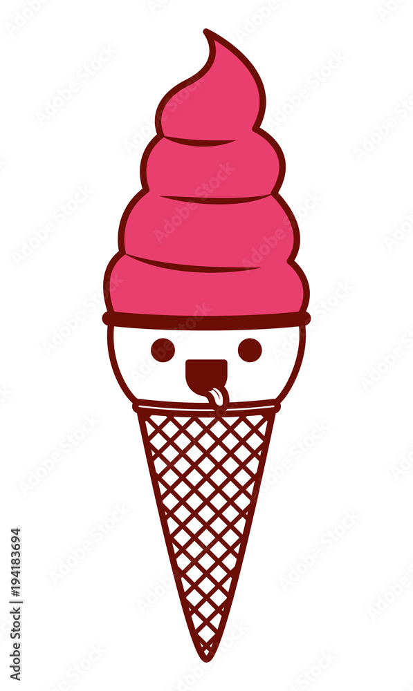delicious ice cream kawaii character vector illustration design