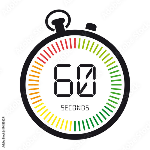 Stoppuhr Zeitanzeige 60 Sekunden - Vektor Illustration freigestellt auf weißem Hintergrund