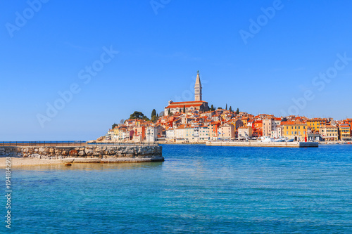 Wallpaper Mural Beautiful and cozy medieval town of Rovinj, colorful with houses and church the harbor Torontodigital.ca
