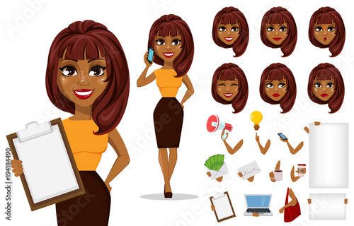 African American business woman cartoon character