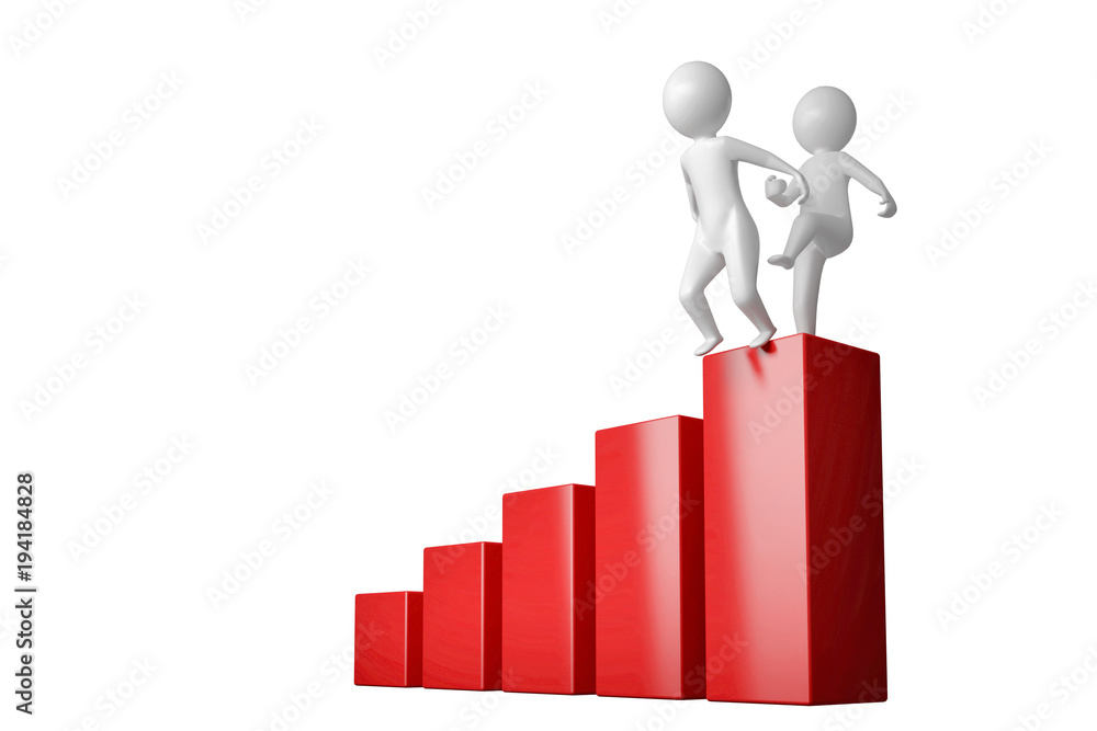 Two chelovka one of which confronts the other with the top of the career ladder. 3d illustration Two chelovka one of which confronts the other with the top of the career ladder. 3d illustration